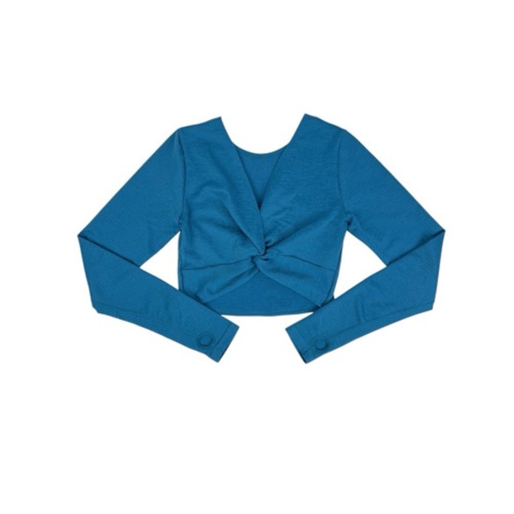 JoyLab Turquoise Blue Marl Long Sleeve Cropped Fit Seamless Tee Top Size Medium‎